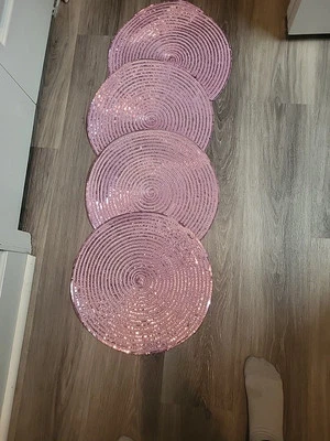 Spring pastel pink x4  pink sequin  Placemat Set Holiday Glam - Image 1 of 3