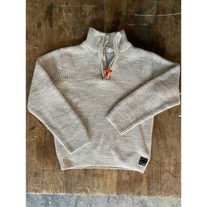 H&M Kids Sweater Pullover 1/4 Zip Mock Neck Knit Beige Size 6x/7 - Picture 1 of 7