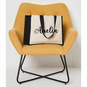 Personalised Laminated Jute & Canvas Shopper Bag Printed Womens Custom Name Bag - Picture 1 of 9