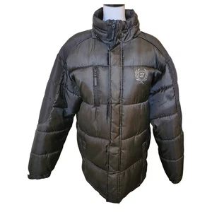 Phat Farm Y2K Black Puffer Jacket Men's Size Logo Winter Coat Vintage No Hood L - Picture 1 of 10