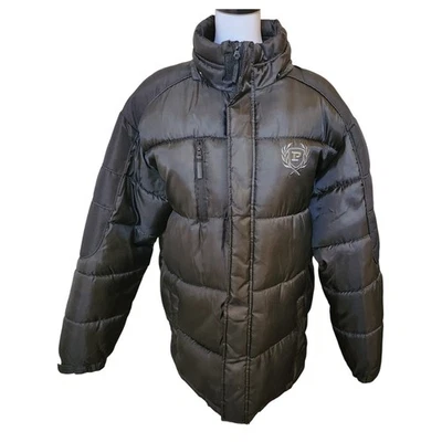 Chaqueta acolchada negra Phat Farm Y2K para hombre talla logotipo abrigo de invierno vintage sin capucha L Foto 1 de 4