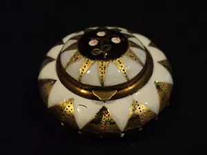 MOSER ART GLASS PATCH BOX, AMBER w/ ENAMELED DECORATION - Picture 1 of 10