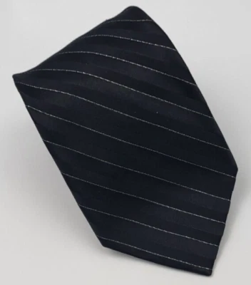 Apt. 9 Silk Tie Black Silver Stripes Men Necktie Skinny 59 x 2.7/8 - Image 1 of 4