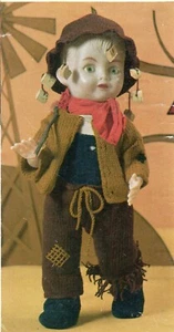 ~ Laminated Vintage Knitting Pattern For Doll's Australian Swagman Outfit ~ - Picture 1 of 1