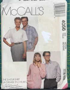McCalls: PATTERN #4056 MISSES, MENS & TEENS SHIRTS Size M (36-38) Uncut 2 Styles - Picture 1 of 4