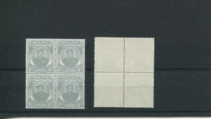 1949 MALAYA JOHORE 6c Sultan Sir Ibrahimn Block of 4 MNH - Picture 1 of 1