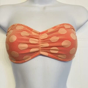 Victoria Secret Strapless Lace Bandeau Polka Dot Bralette Bra Size Small Orange - Picture 1 of 9