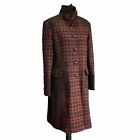 Per Una 16 Coat Red Brown Tartan Check Field Country Jacket British Wool Tweed