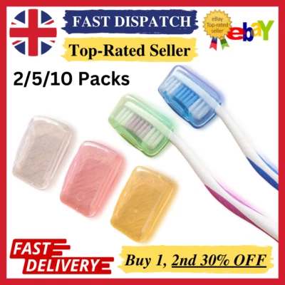 2/5/10 Toothbrush Head Covers Portable Travel Camping Holder Brush Cap Case Sets - Image 1 of 4