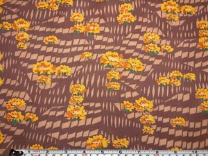 Vintage Cotton Fabric 1940s PRETTY Yellow & Orange Floral 35w 3/4yd - Picture 1 of 3