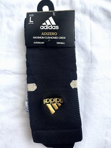 Adidas ADIZERO Hombre Calcetín Acolchado Crew Negro Dorado Talla Grande Nuevo - Imagen 1 de 2