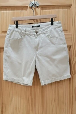 Pantalones Cortos T Alexander Wang Para Hombre Marfil Denim Cuero Bolsillo Talla 32 Foto 1 de 4