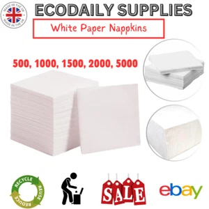 White Paper Napkins 1 Ply Tissue Serviettes/Napkins for Cafe Takeaway Restaurant - Picture 1 of 8