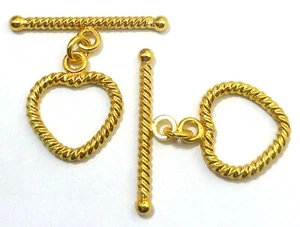 6 Sets 20X33mm Bali Toggle Clasp 18k Gold Plated - Picture 1 of 4
