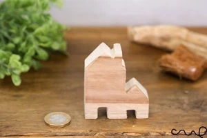 NEU Handarbeit Massivholz Klein Holz Haus Ornament Wohnkultur Doppelform - Bild 1 von 8