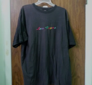BLACK XL TSHIRT EMBROIDERED LAS VEGAS SHORT SLEEVES - Picture 1 of 3