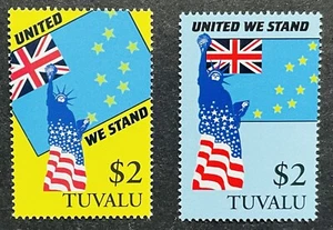 TUVALU UNITED WE STAND 911 MEMORIAL STAMP SET OF 2 MNH 2002 STATUE OF LIBERTY - Picture 1 of 1