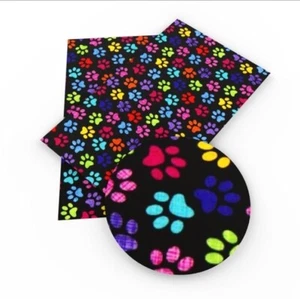 Rainbow Paw Prints FAUX LEATHER SHEET 8" X 12"  1065806 LITCHI TEXTURE - Picture 1 of 2