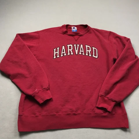 VINTAGE Harvard Crimson Sweatshirt Mens XL Red Champion Crewneck Fleece NCAA 90s Cover