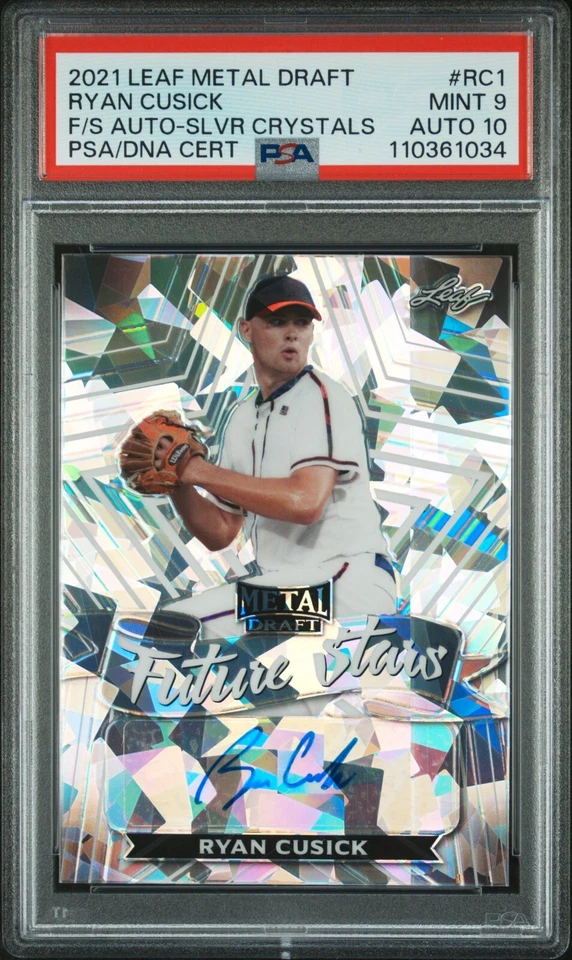 2021 Leaf Metal Draft Future Stars Silver Crystals Ryan Cusick FS-RC1 Aut PSA 10 - Image 1 of 2