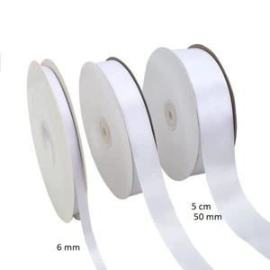 SATINBAND, Schleifenband Geschenkband, hochzeit deko doppelseitig weiss 25 m - Picture 1 of 14
