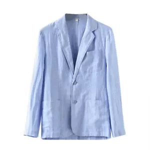 Lightweight Men's Linen Suit Loose Linen Blazer Casual Coat Formal Party Jacket - Picture 1 of 17