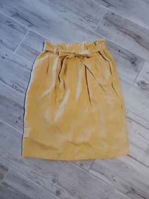 Ellen Tracy Amarillo Lino Bolsa de Papel Cintura Falda Pequeña Oficina Vacaciones Resortwear  Foto 1 de 4