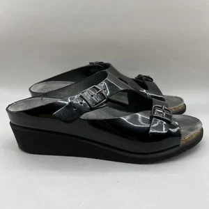 Mephisto Keilsandalen Damengröße 9 US, 39 EU schwarz Lackleder Schnalle Schuhe - Bild 1 von 9