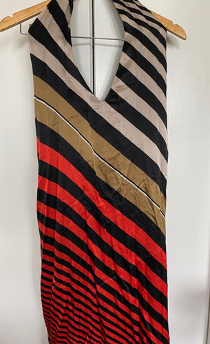Maxi Abito Fendi Righe Seta Halter Taglia M Nuovo con Etichette Made in Italy