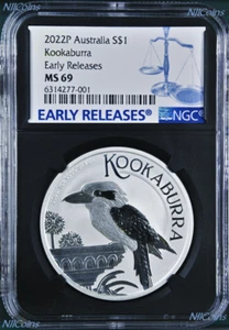 2022 Australia Silver Kookaburra NGC MS69 $1 1oz Coin ER Black Core Label - Picture 1 of 2