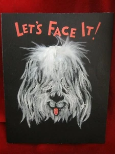 Adorable Vintage Hand Painted Shaggy Dog Happy Birthday Hallmark Greeting Card - Picture 1 of 7