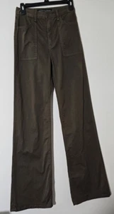 Veronica Beard Army Green Crosbie High Rise Wide Leg Jeans 24 Olive 4-Pocket - Bild 1 von 10