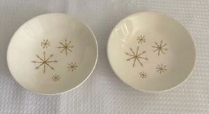 2 ciotole di bacche Royal China Atomic Starbust motivo oro 5,5" di diametro vintage - Foto 1 di 7