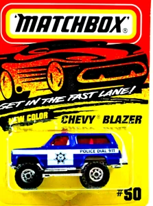 Matchbox SuperFast no: 50 CHEVY BLAZER in POLICE DIAL 911 New Color Livery MOC - Picture 1 of 8