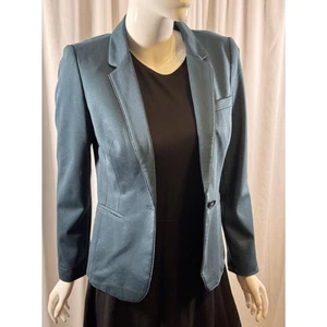 The Limited Blazer Dark Teal Polka Dots Lined M minimalist 72-07 - Picture 1 of 15