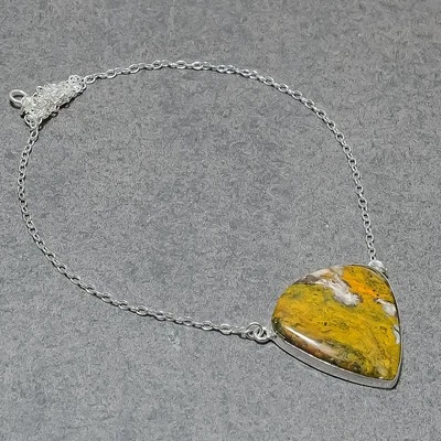 Pingente de corrente de joia feito à mão em forma de pera jaspe abelha 1,60" SR 582 - Imagem 1 de 4