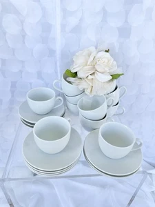 Vintage Williams-Sonoma Brasserie White SET of 11 Cups & Saucers Japan NEW - Picture 1 of 8