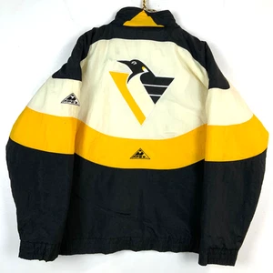Chaqueta acolchada vintage Pittsburgh Penguins Apex One grande negra cremallera completa NHL - Imagen 1 de 9