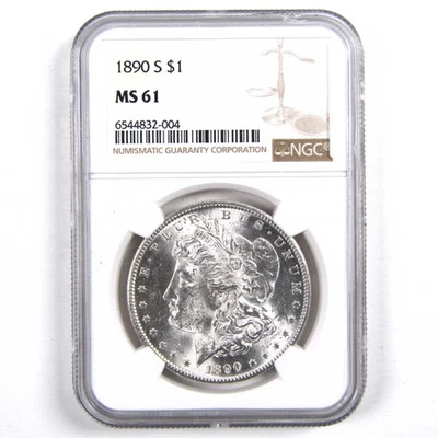 1890 S Morgan Dollar MS 61 NGC 90% Silver Uncirculated SKU:I3111 - Image 1 of 4
