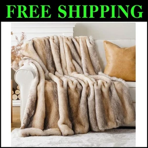 Sumptuous Double-Sided Faux Fur and Velvet Throw - Warm 50"x60" Blanket - Picture 1 of 11