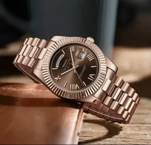 Day Date Style Watch Men/Woman Wristwatch Miyota Quartz 40mm - Picture 1 of 5