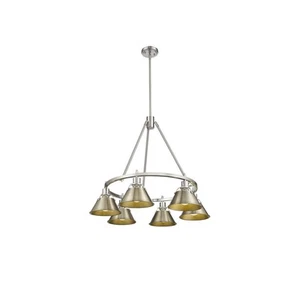 Golden Lighting Orwell 6-Light Chandelier, Pewter/Aged Brass - 3306-6PW-AB - Picture 1 of 1