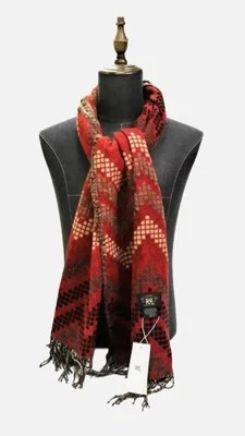 New ! Foulard vintage RRL Ralph Lauren en laine rouge motif d'inspiration navajo - Photo 1/4