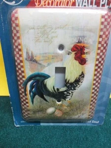 New GE Single Switch Wallplate Cover Country Kitchen with Rooster Painted Steel - Picture 1 of 5