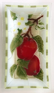 VINTAGE RETIRED Peggy Karr Fused ART Glass 16” Apple BLOSSOM Large SERVING Tray - Picture 1 of 4