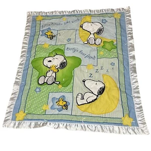 Snoopy Woodstock Cuna Edredón Bebé Manta Cacahuetes 35x41.5” Borde Satinado De Colección - Imagen 1 de 7