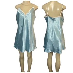 Jones New York Aqua Fairy Short Y2K Slip Dress Size XL Lingerie Satin Silky - Picture 1 of 9