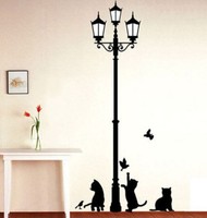 Home Wall Decoration Sticker Cat Black Lamp Decal Decor Art Kid Gift Wallpaper