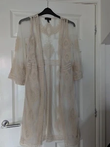 New Look Cream Mesh, Embroidered Beach Cover-up Size Small - Picture 1 of 4