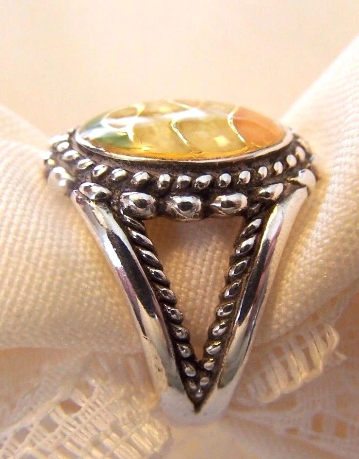 Carolyn Pollack Amarillo y Verde Plata de Ley 925 Talla 6 ¡Precioso Anillo!  Foto 1 de 4